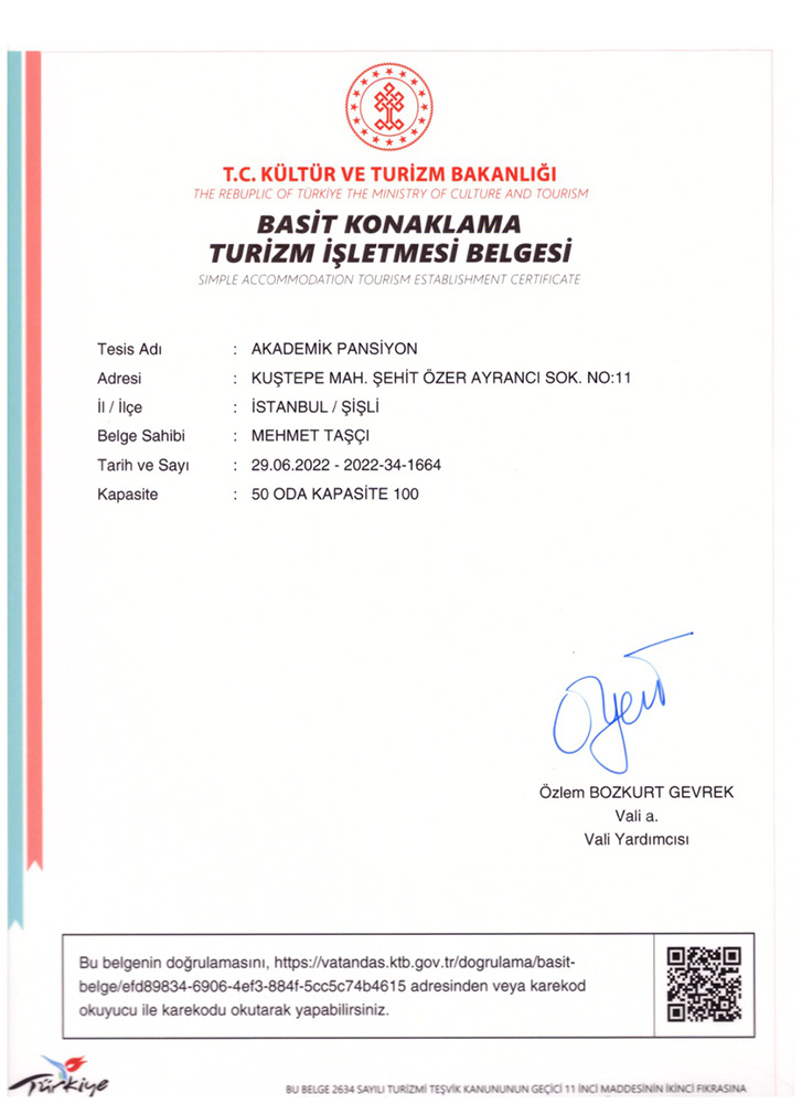basit konaklama turizm İŞletmesi belgesi